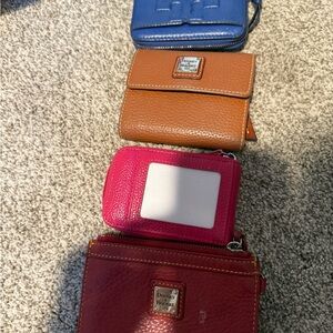 Dooney & Bourke Brown and Red, Blue Tory Burch and pink generic wallet bundle
